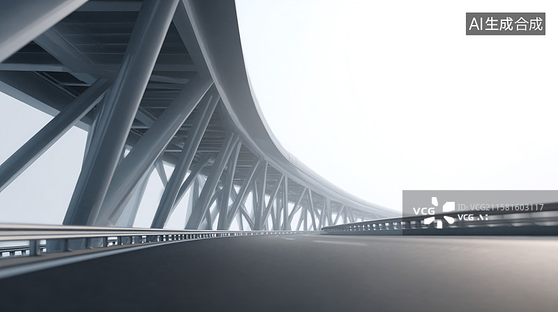 【AI数字艺术】现代桥梁建筑背景-汽车广告背景图图片素材