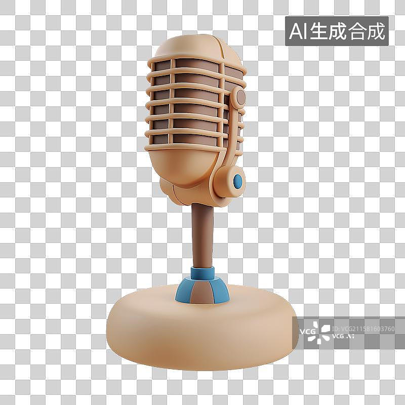 【AI数字艺术】3D风格话筒麦克风元素图片素材