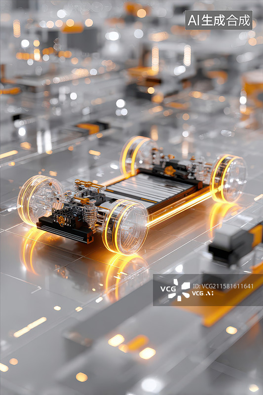 【AI数字艺术】未来科技透明汽车底盘概念图图片素材