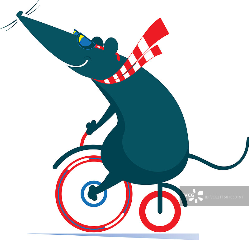 可爱的负鼠骑着自行车图片素材