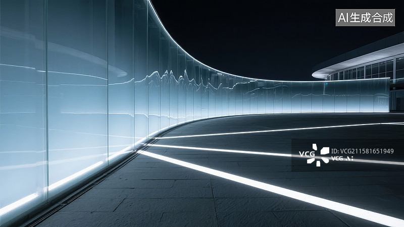 【AI数字艺术】未来感弧形走廊图片素材