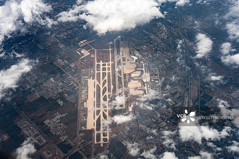 太原武宿国际机场全景航拍图图片素材