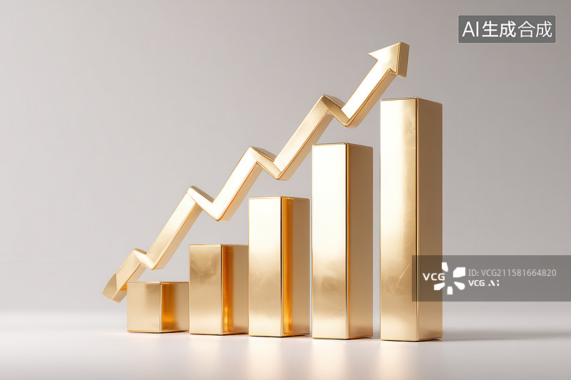 【AI数字艺术】金质跃迁：商业增长的立体数据图腾图片素材