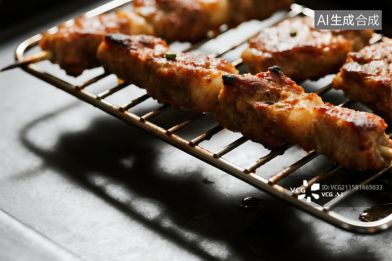 【AI数字艺术】烟火炙香：碳烤串烧与牛排的味蕾诱惑图片素材