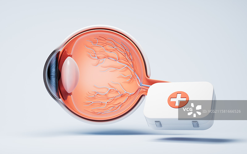 医学人类眼球结构三维渲染图片素材