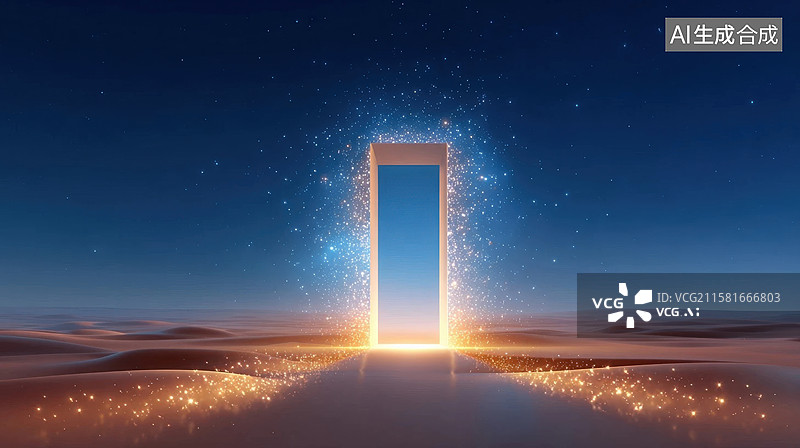 【AI数字艺术】神秘沙漠之门图片素材