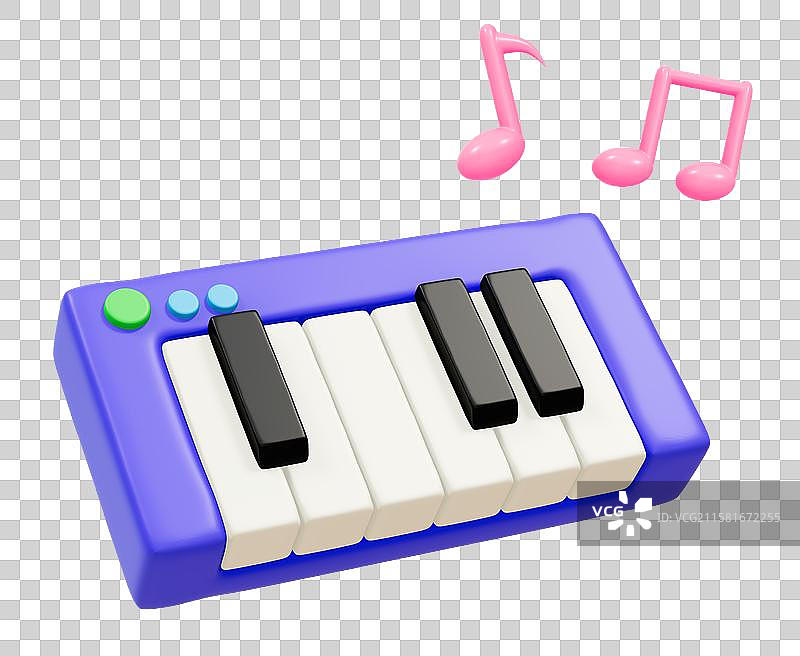 电子琴音乐乐器设备用品标志3D卡通插画元素图片素材