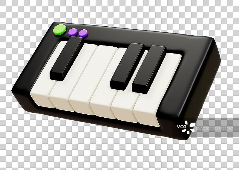 电子琴音乐乐器设备用品标志3D卡通插画元素图片素材