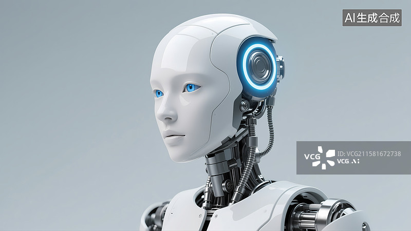 【AI数字艺术】未来科技感的人形机器人图片素材