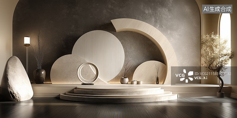 【AI数字艺术】日式禅意舞台设计图片素材