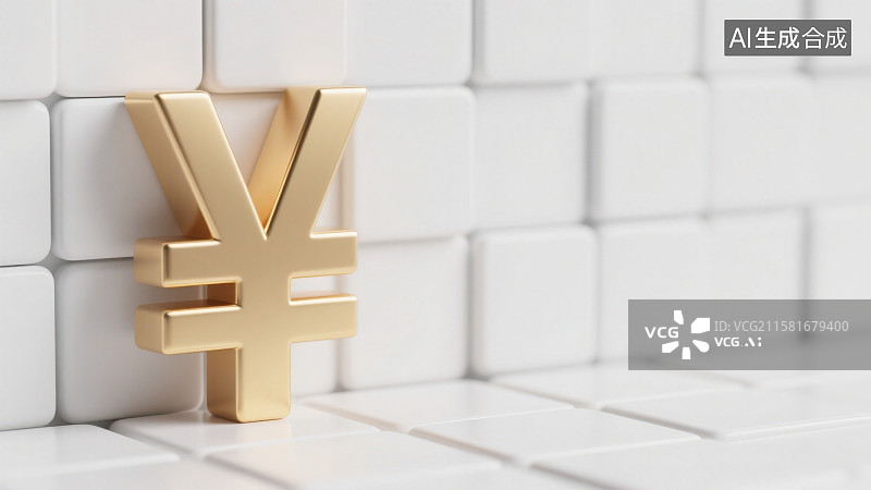 【AI数字艺术】金属质感的人民币符号（¥）图片素材