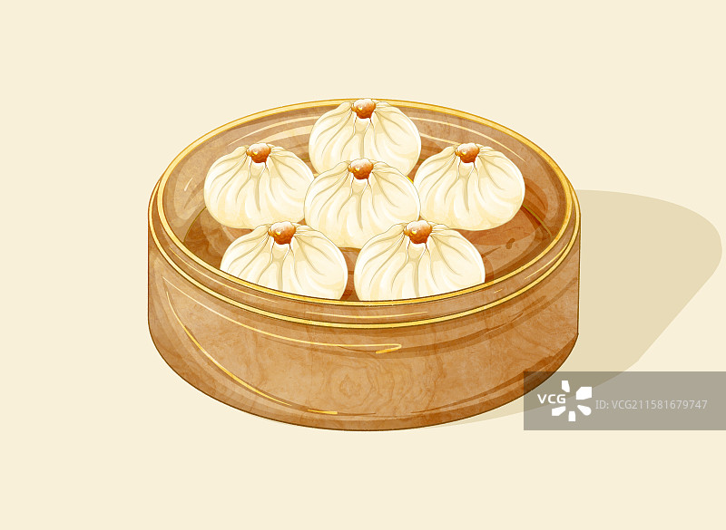 手绘美食插画小笼包图片素材