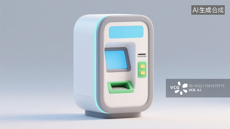 【AI数字艺术】一个卡通风格的ATM银行取款机图片素材