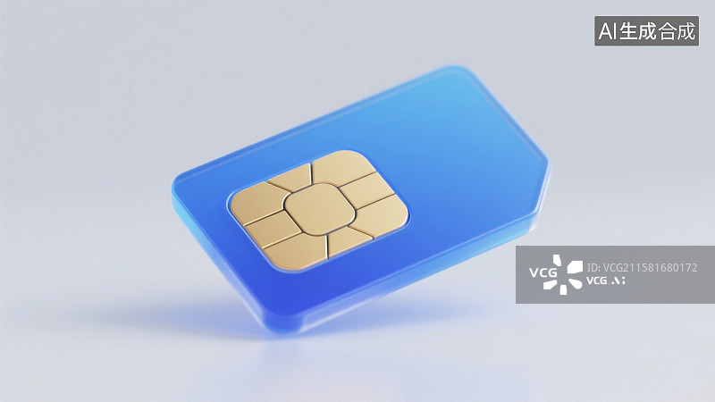 【AI数字艺术】3D卡通渲染风格一张蓝色芯片SIM卡手机卡图片素材