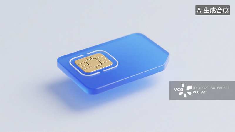 【AI数字艺术】3D卡通渲染风格一张蓝色芯片SIM卡手机卡图片素材