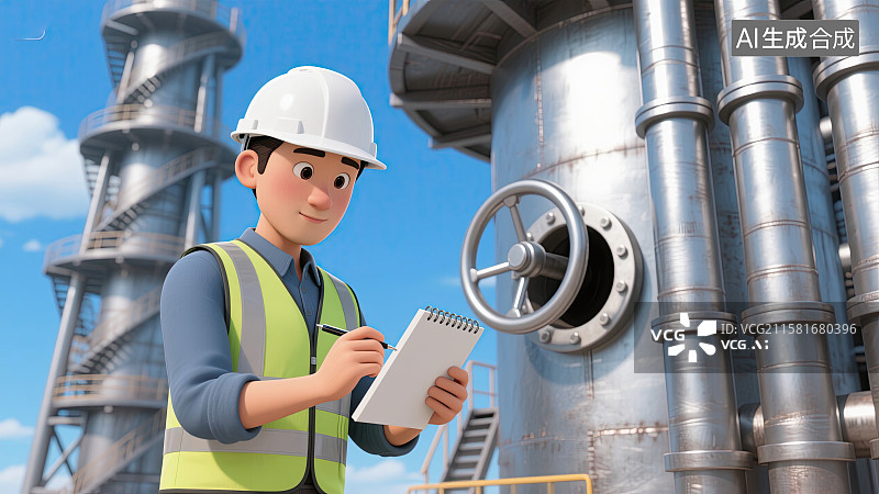 【AI数字艺术】男人，工程师，高炉，记录，安全生产月图片素材