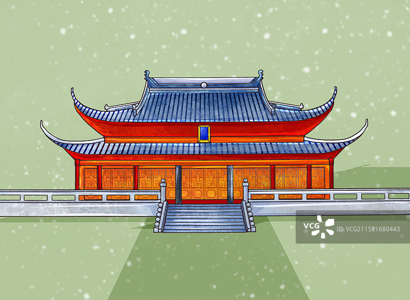 城市建筑插画南京夫子庙大成殿图片素材