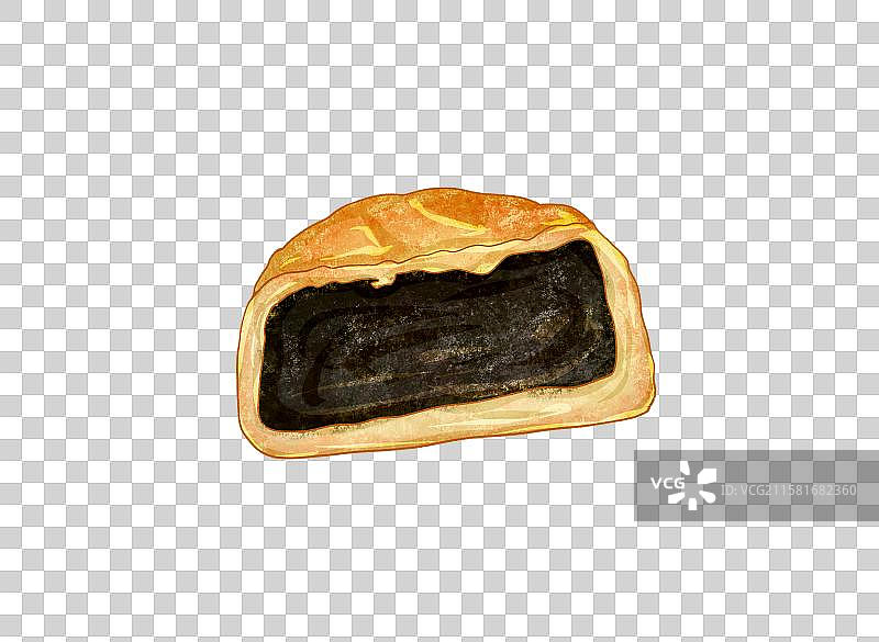 手绘插画中秋元素半块月饼图片素材