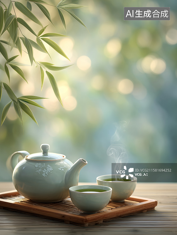 【AI数字艺术】喝茶茶壶背景海报图片素材