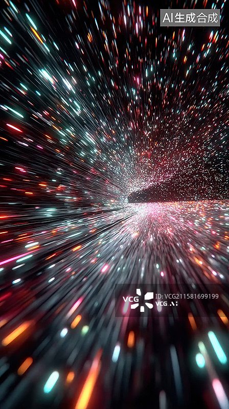 【AI数字艺术】星河隧道：色彩斑斓的宇宙之旅图片素材