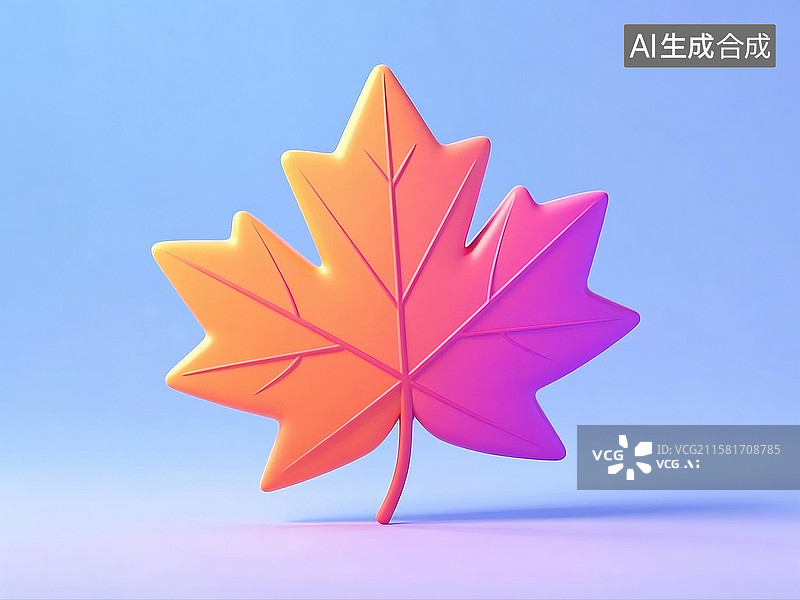 【AI数字艺术】3D多彩卡通枫叶图片素材