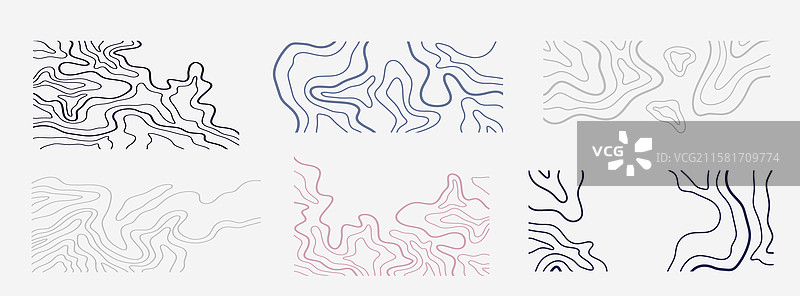 抽象波浪线的地形图形状集合图片素材