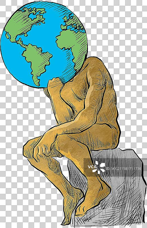 地球思想者在思考危机难题图片素材