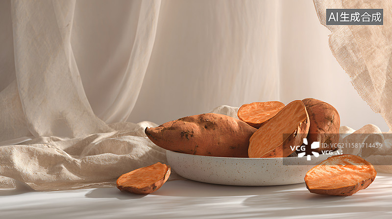 【AI数字艺术】烤红薯摆放场景图图片素材