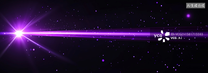 【AI数字艺术】紫色光束穿越黑暗星空图片素材