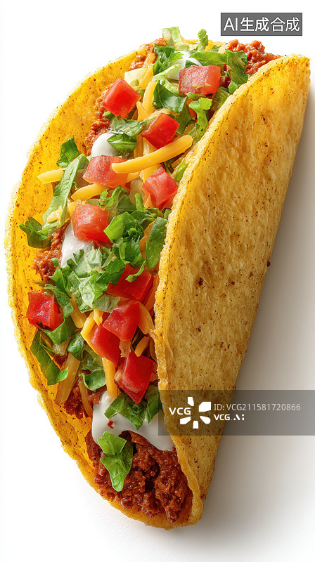 【AI数字艺术】硬壳玉米饼，配以蔬菜和酱料图片素材