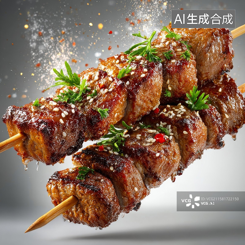 【AI数字艺术】牛肉串羊肉串肉串图片素材