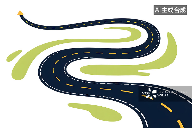 【AI数字艺术】蜿蜒向前的公路马路道路图片素材