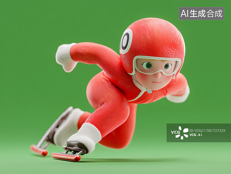 【AI数字艺术】短刀速滑运动员男生插画图片素材