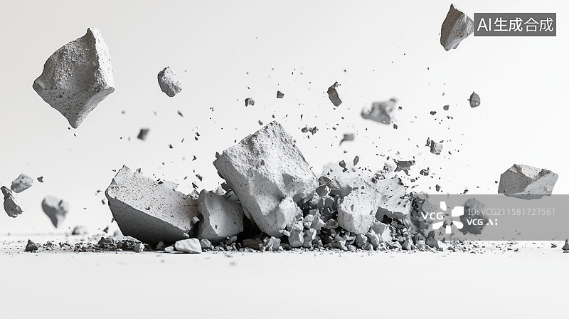 【AI数字艺术】飞溅的碎石石头元素图片素材