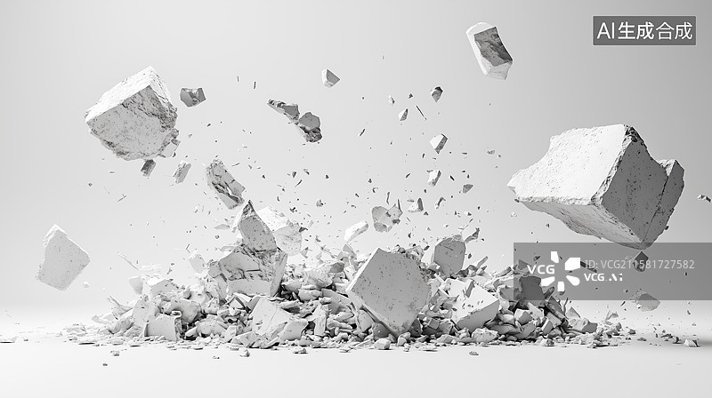 【AI数字艺术】飞溅的碎石石头元素图片素材