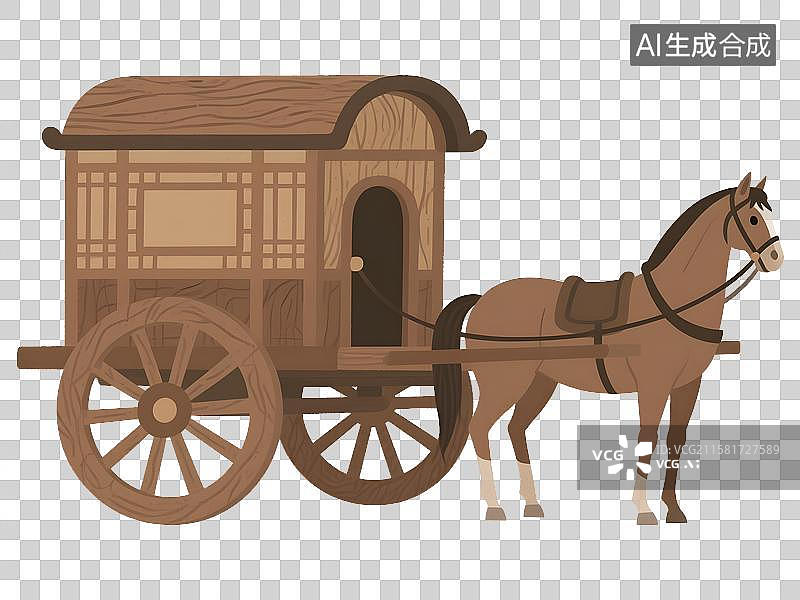 【AI数字艺术】马车插画免扣元素图片素材