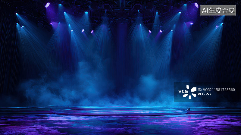 【AI数字艺术】舞台灯光效果与烟雾图片素材