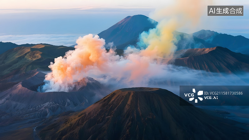 【AI数字艺术】火山喷发的壮丽奇观图片素材