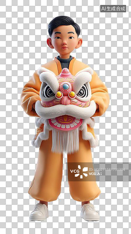 【AI数字艺术】醒狮少年立像图片素材