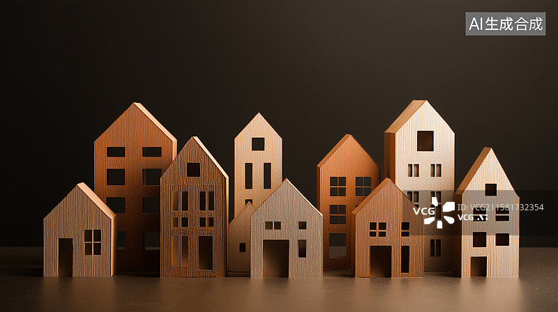 【AI数字艺术】黑色背景下的模型住宅特写镜头图片素材