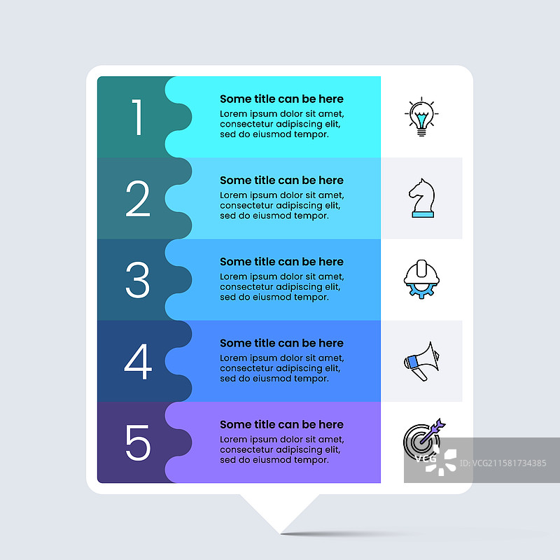 信息图模板 5 个连接的横幅与图片素材