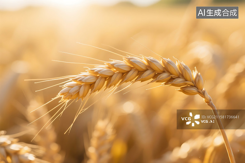 【AI数字艺术】成熟的小麦麦穗 农业科技 收割 丰收 金色 粮食 广告素材壁纸背景图片素材