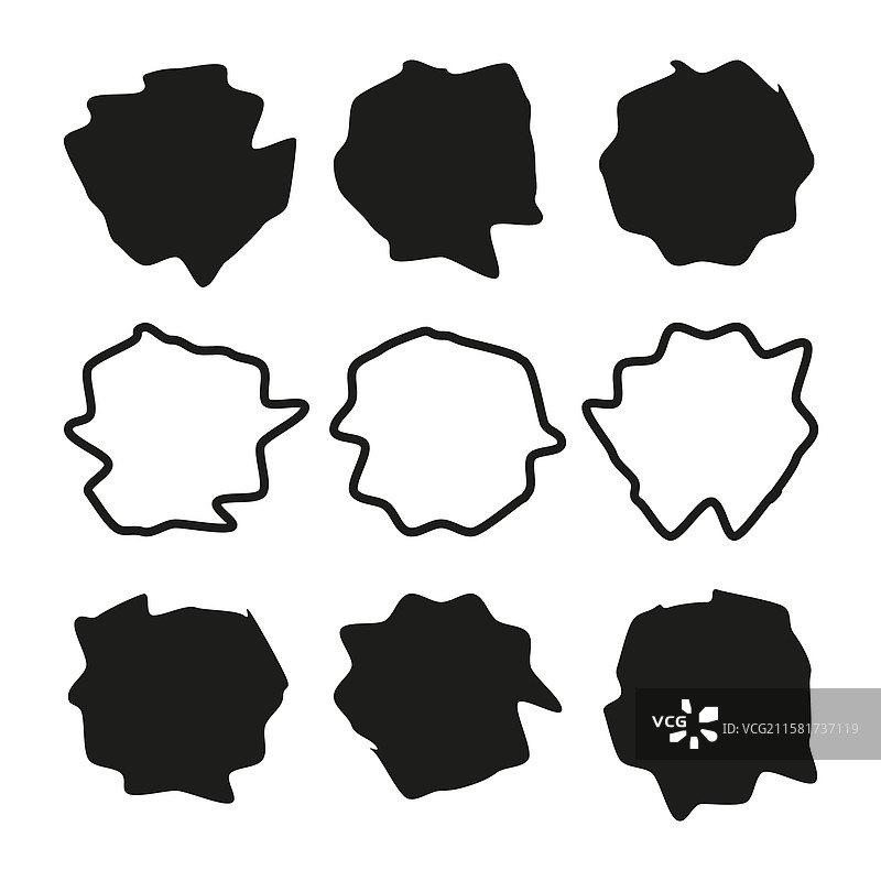 抽象的墨迹，杂乱的手绘黑白图案图片素材