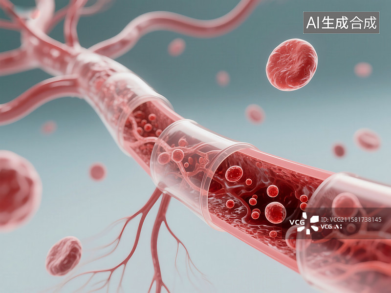 【AI数字艺术】人体血管微观结构 3D 渲染图图片素材