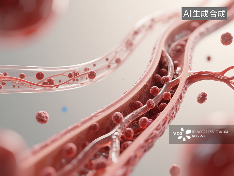 【AI数字艺术】人体血管微观结构 3D 渲染图图片素材