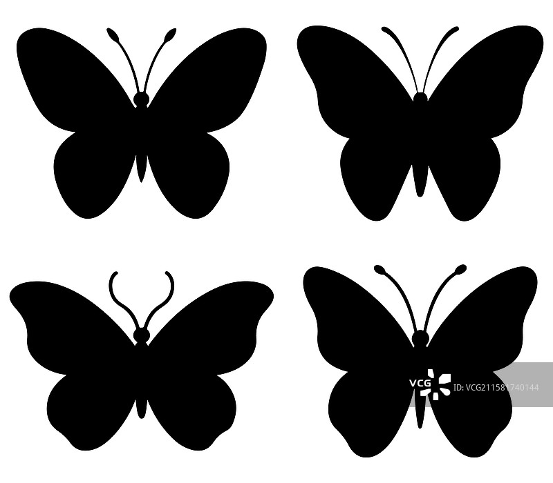 蝴蝶剪影套装图片素材