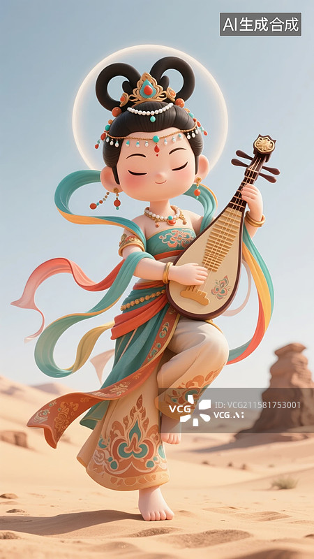 【AI数字艺术】古风琵琶少女图片素材