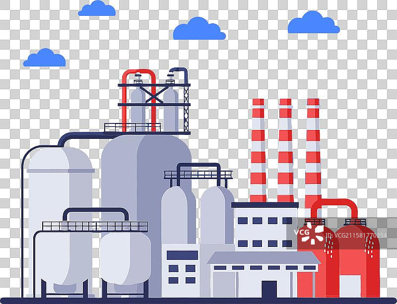 工业厂房综合体，特色圆柱形结构图片素材