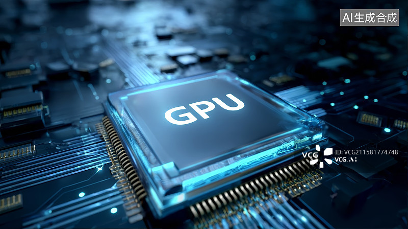 【AI数字艺术】GPU图形处理器芯片，芯片，人工智能，大模型图片素材