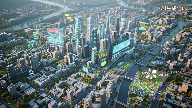【AI数字艺术】数字孪生城市模拟​图片素材